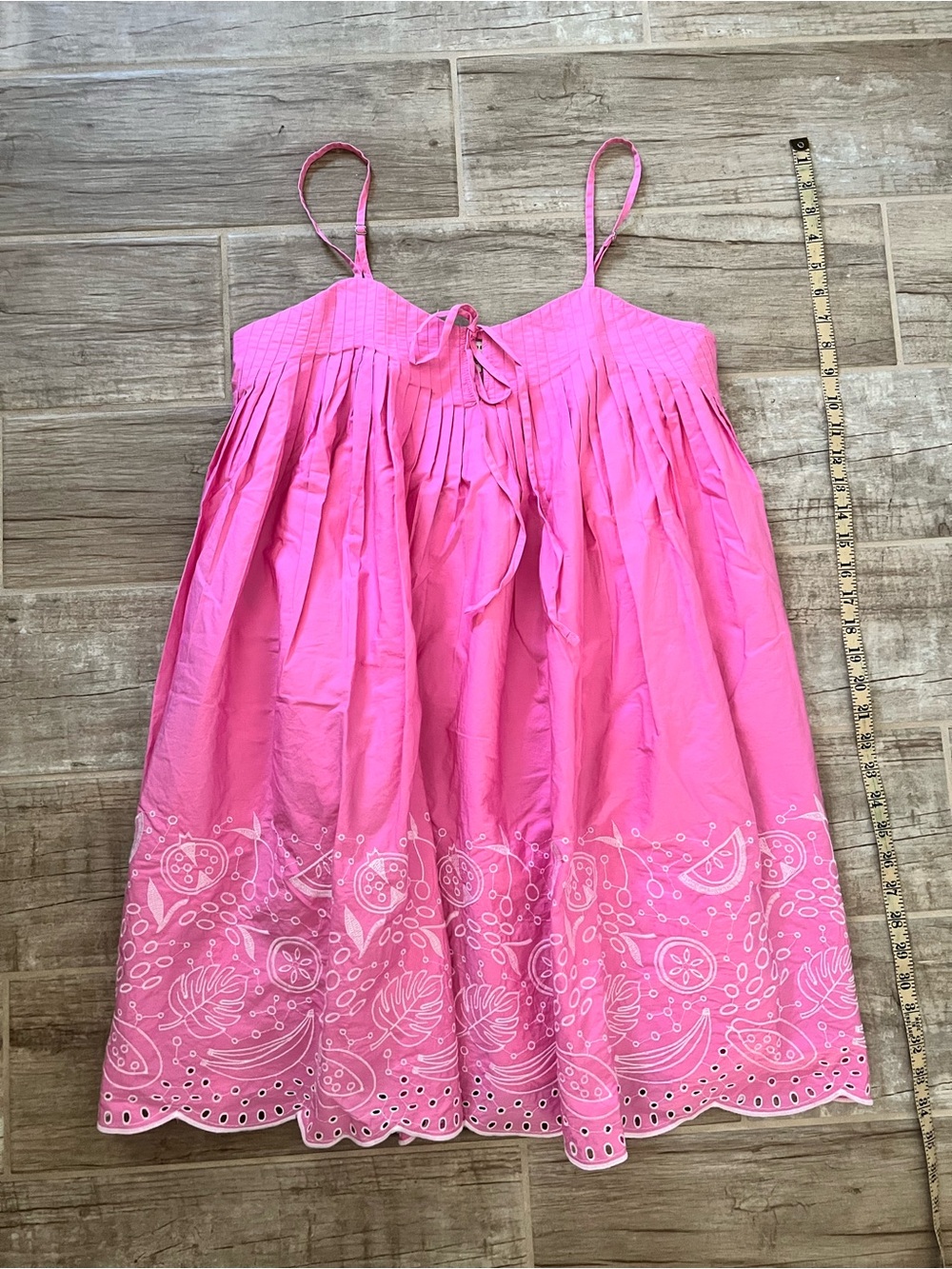 Bright Pink Eyelet Mini Sundress with Tie Front